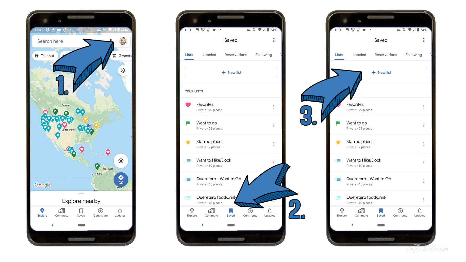 How To Use Google Maps saved lists on a phone or in app step by step 1-3