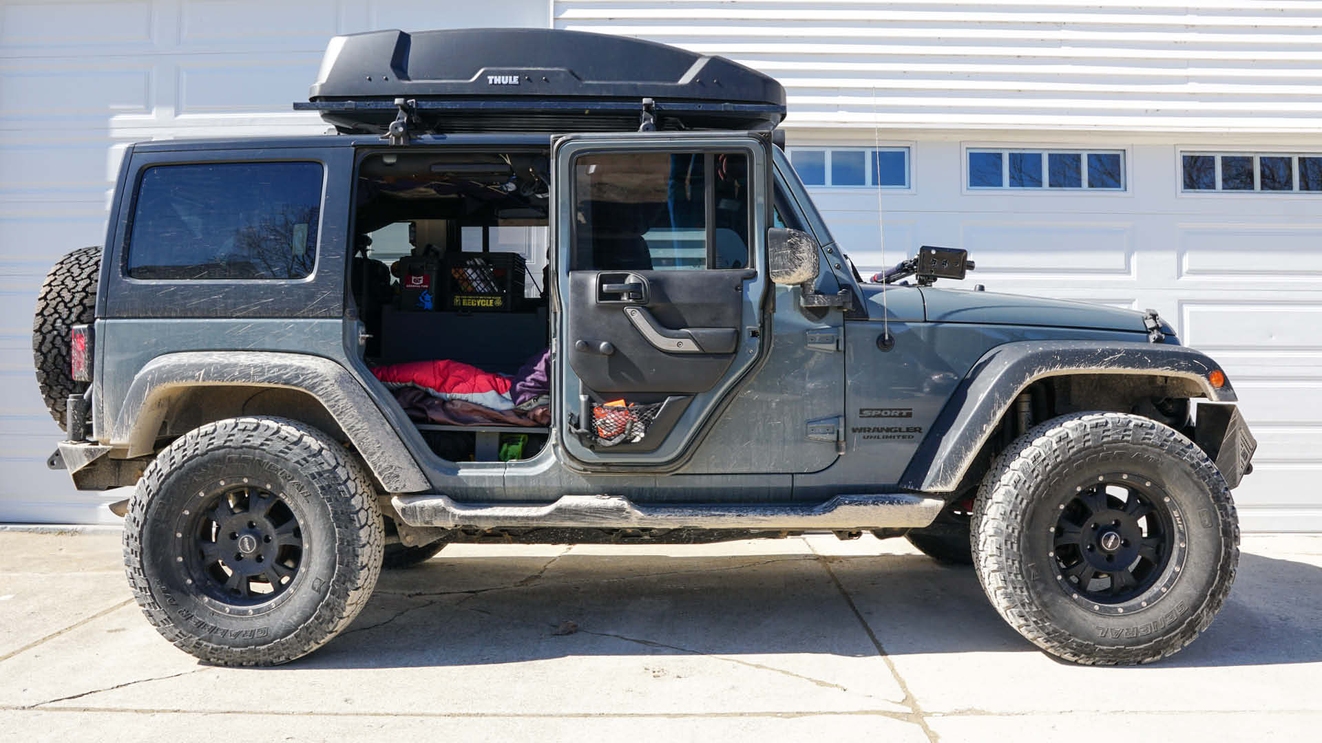 Jeep Wrangler JKU Bed Platform Storage How To Build Details Passenger Side
