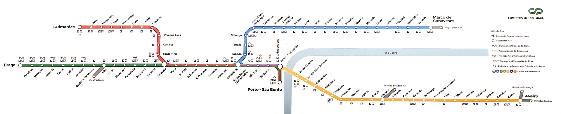 Porto Portugal comboios de portugal train stops map