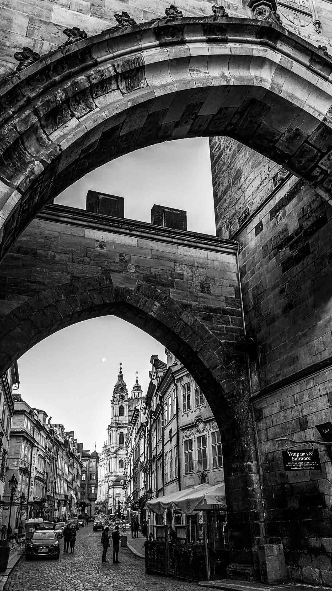 Charles Bridge Tower Old Town With Full Moon