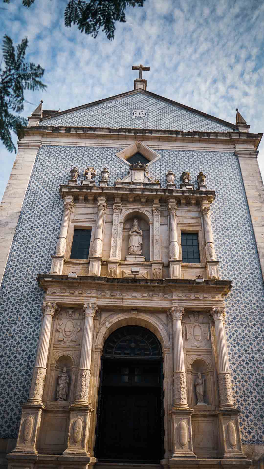 The Nomad Experiment Aveiro PortugalChurch of Aveiro's Mercy Exterior Blue Azulejos Tiles