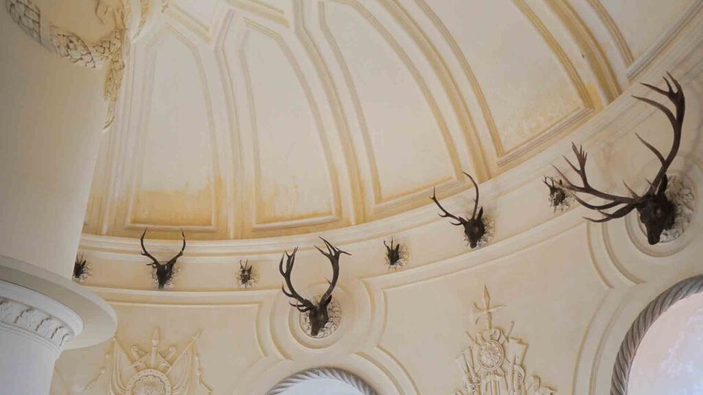 Pena Palace Architecture Trophy Room Antlers Sintra Portugal