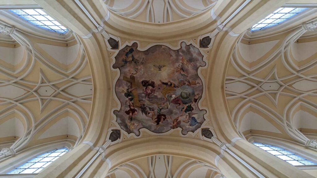 The amazing ceiling fresco at the Cathedral of Assumption of Our Lady and St. John the Baptist in Kutna Hora