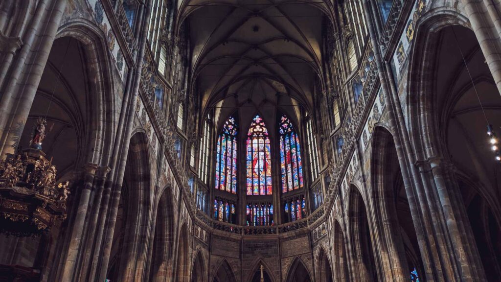 The ceiling of St. Vitus Cathedral in Prague