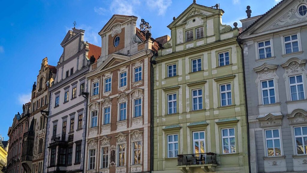 Colorful streetscape in Prague