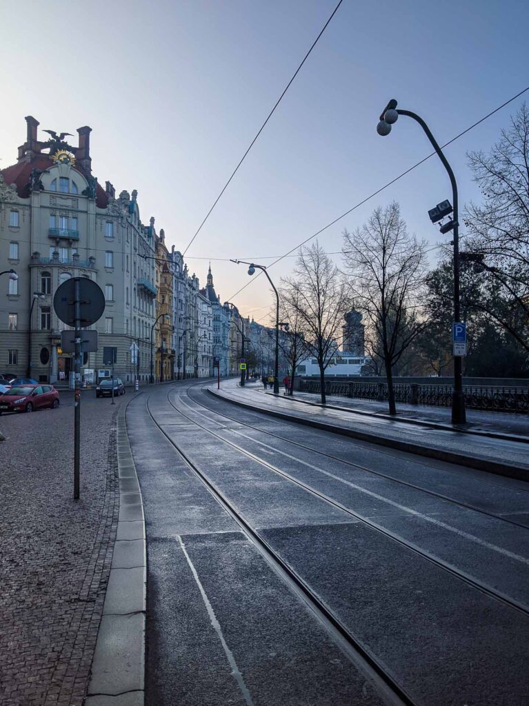 A beautiful street near the riverfront in Prague