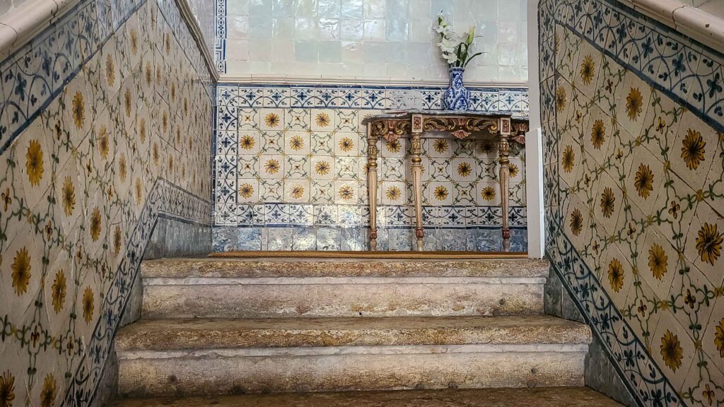 Amazing beautiful tiled stairwells at Lost Inn Lisbon Hostel