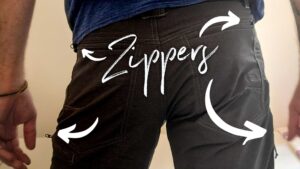 Theft deterrent travel pants with zippers