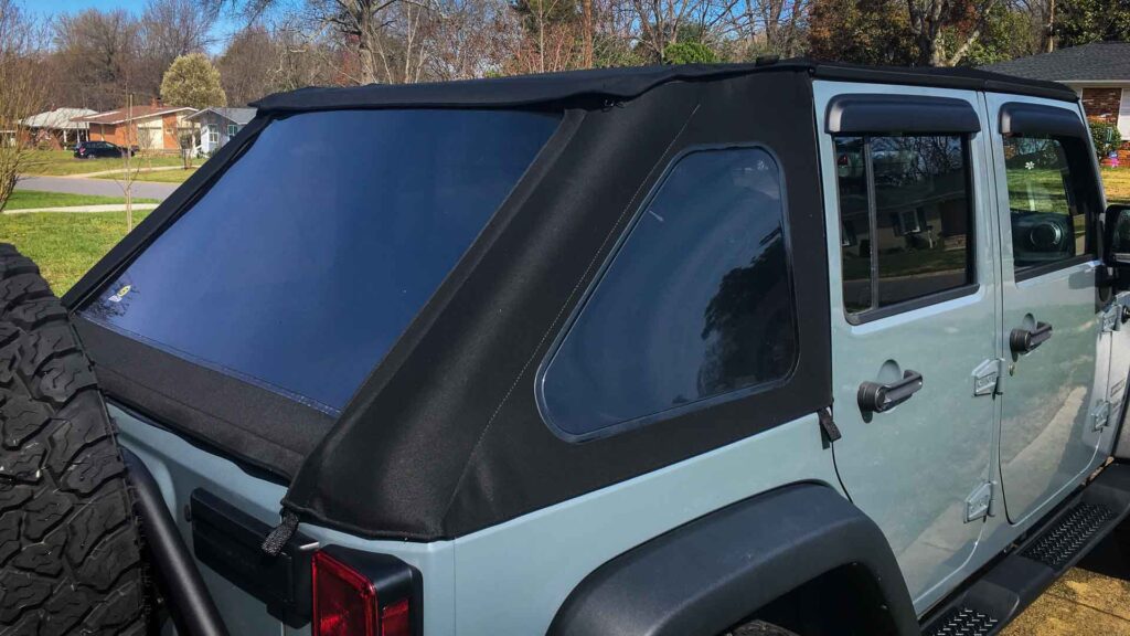 Jeep Wrangler Bestop Soft Top fastback twill from right rear