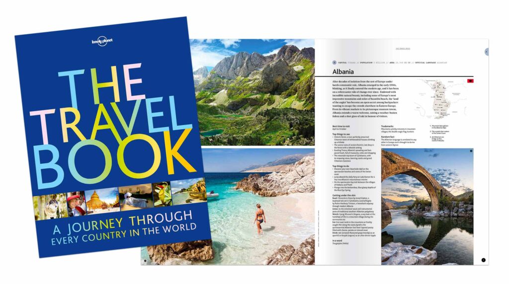 The Travel Book By Lonely Planet cover and spread