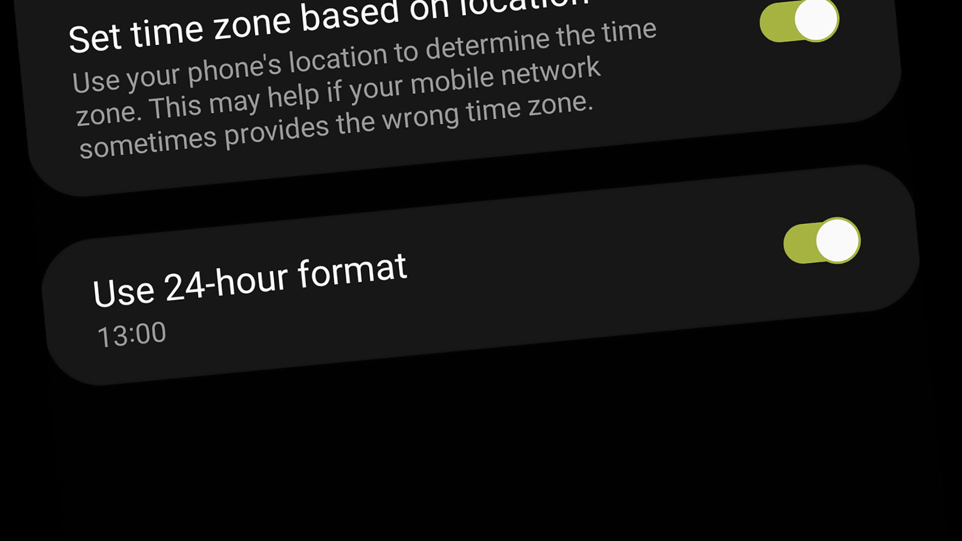 image of a toggle for 24-hour clock time on a smartphone