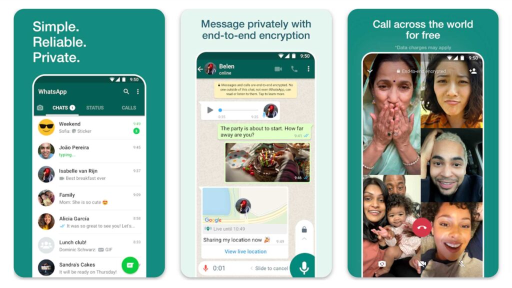 phone screenshots of whatsapp messaging app