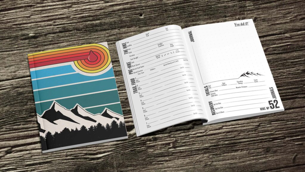 Cover and spread of hiking journal for diabetics