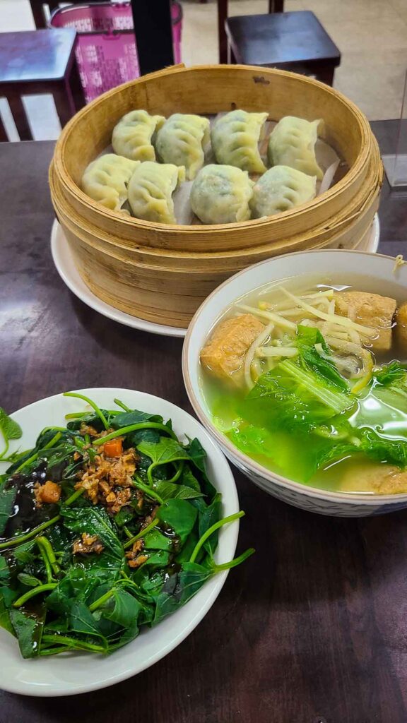 Steamed dumplings and soup in Taiwan