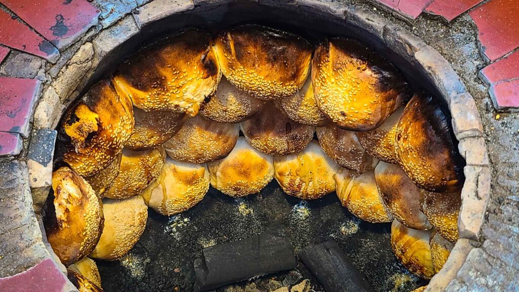 A Fuzhou Pepper Buns Being cooked from The Famous Faohe night market in Taipei, Taiwan